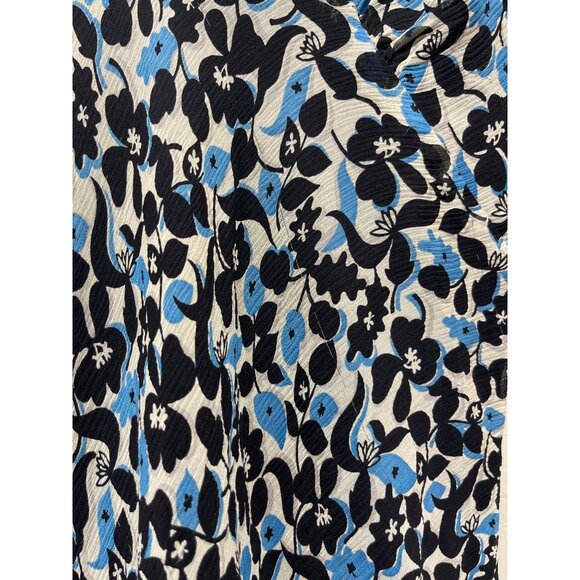 Anna Sui Silk Dress Floral Bias Cut Sheer w/Slip Womens 6P Blue Black Flutter - Picture 3 of 14